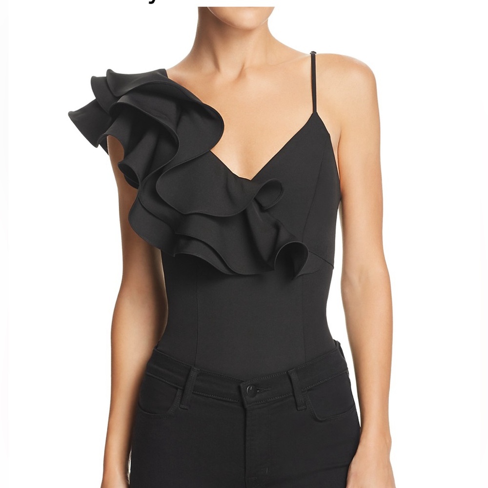 Alpha and Omega black ruffled bodysuit - never worn